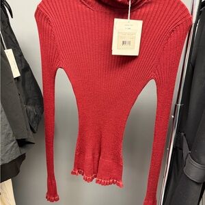 The Row Cashmere Silk Blend Top in Deep Red